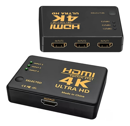 Switch Hdmi 3 Puertos 1080p Uhd 4k Se Alimenta Del Mismo Hdm