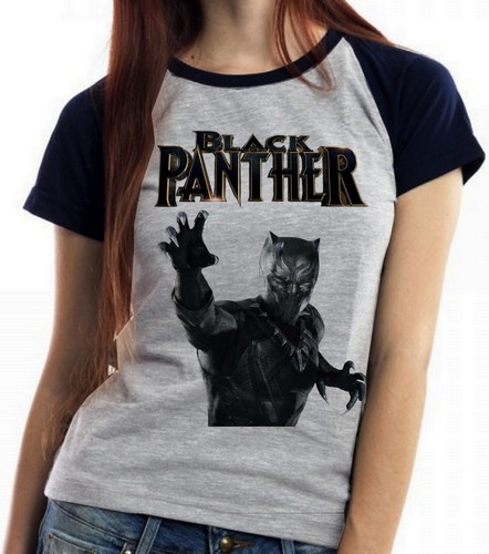 Blusa Baby Look Pantera Negra Black Panther Avengers Vingado