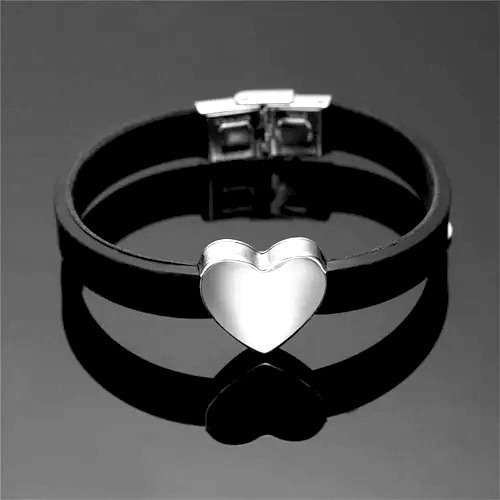 Imagen 6 de 10 de Pulsera Acero Corazón Grabado Láser Personalizado 1108