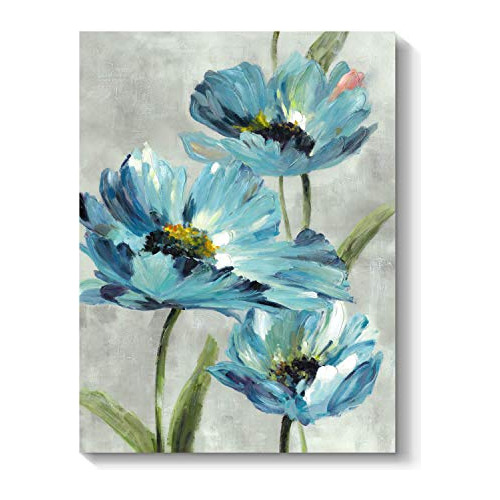 Arte De Pared Abstracto De Flores Azules
