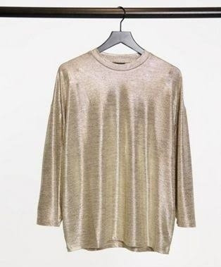 Asos - Playera Oversize Color Dorado Manga 3/4