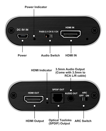 Extractor Adaptador Audio Hdmi Arc 4k 60hz A Optico Aux