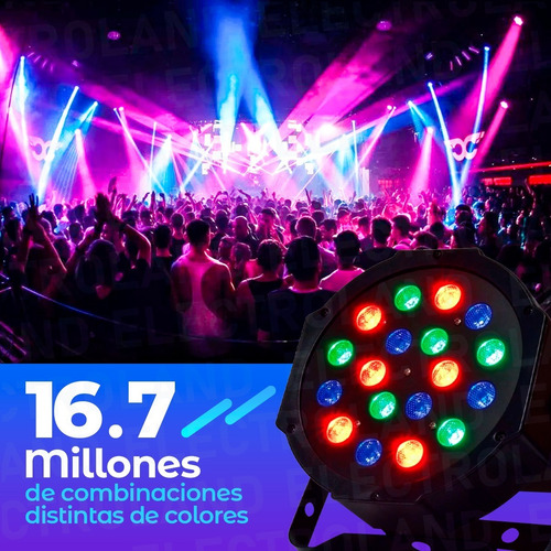 Imagen 5 de 10 de Luz Proton Par 18 Led Alta Luminosidad Rgb Audioritmico Dmx