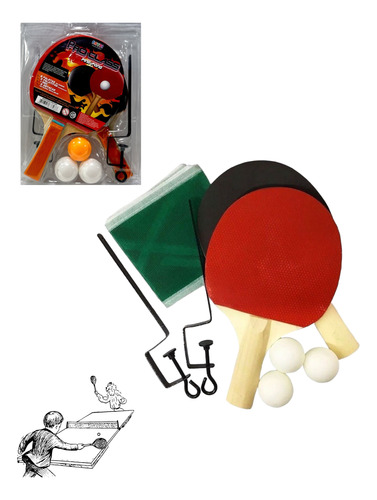 Set Juego Ping Pong + 2 Paletas + Red + Soportes + Pelotas