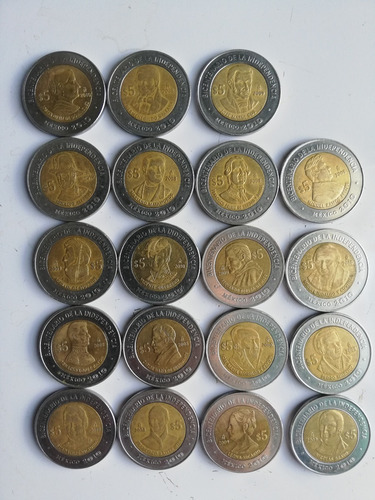 Coleccion De Monedas 5 Pesos Indepencia Y Revolucion