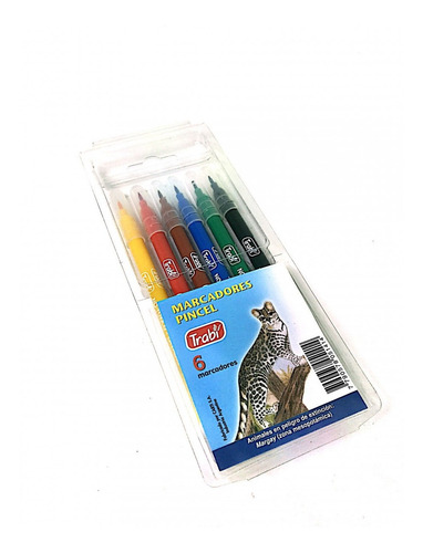 Imagen 1 de 3 de Pack Marcadores Trabi Punta Pincel X6 Colores