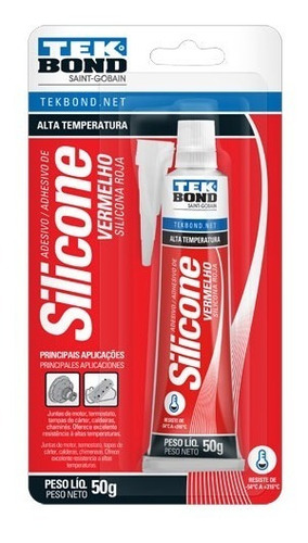 Cola Silicone Alta Temperatura Tek Bond Vermelho 50g