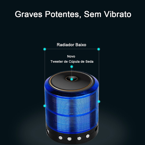 Caixa De Som Bluetooth Portátil Com Cordão E Radio Fm Ws-887