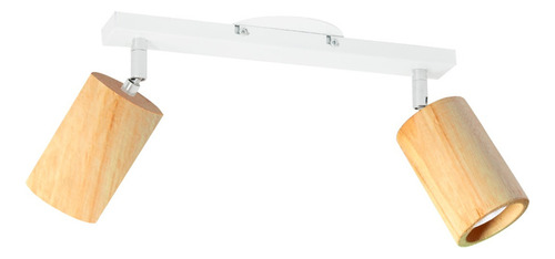 Aplique 2 Luces Led Spot Madera Movil Barral Riel Dicro Gu10 Estructura Blanco