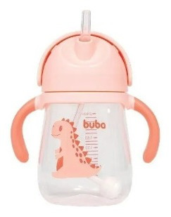 Copo Dino Transição Bebê Canudo Retrátil Válvula Alça Buba