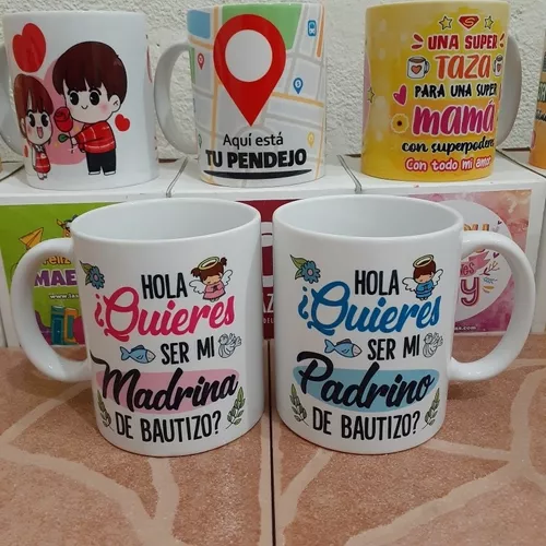 Tazas Dúo 11 Onzas Quieres Ser Mi Madrina / Padrino Bautizo