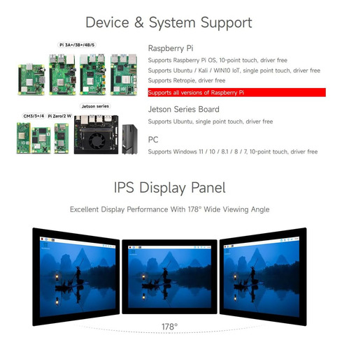 Monitor De Pantalla Hdmi De 8 Pulgadas Waveshare, Compatible