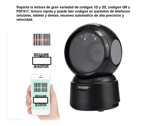 Imagen 7 de 9 de Lector Escáner Código De Barras Omnidireccional Usb Con Base