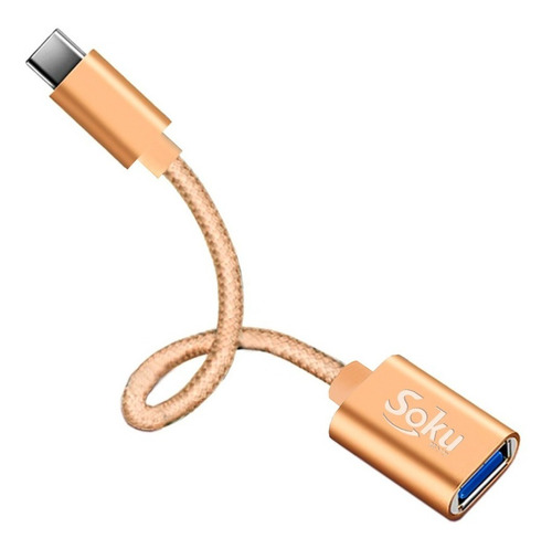 Adaptador Cable Otg Tipo C A Usb 3.0 Para Celular Mac Color Dorado