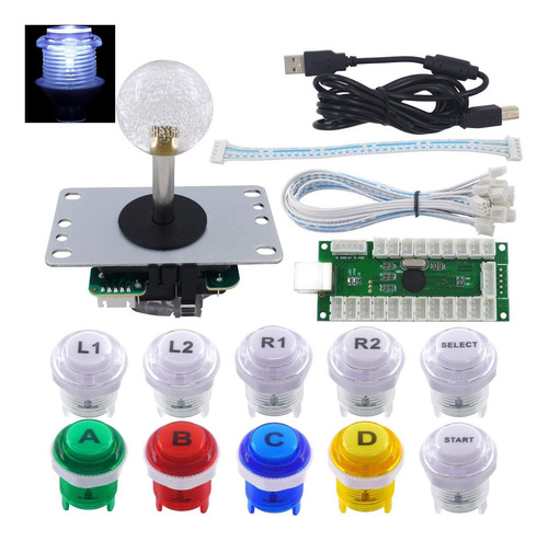 Arcade Stick Diy Kit 10x Botones Con Logotipo Led Mx De 8 Pc