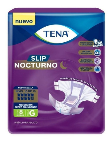 Pañal Adulto Tena Slip Nocturno  Unisex Talla G 8 Unidades