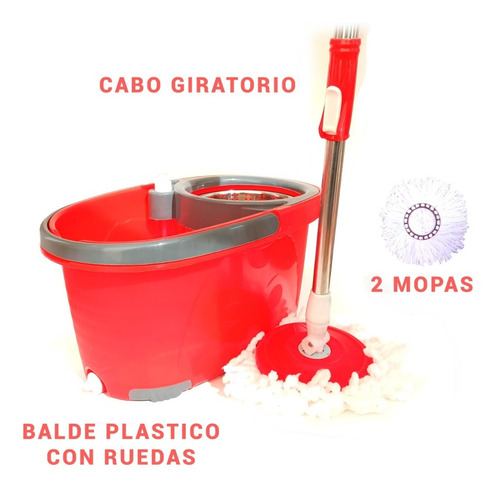 Balde Centrifugo Escurridor Con Ruedas Trapeador Con 2 Mopas