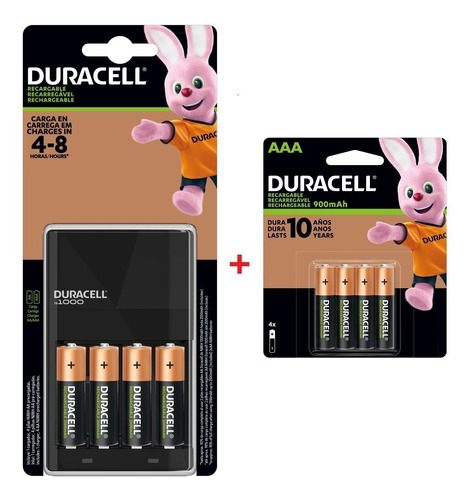 Pack Cargador Duracell + 4 Pilas Aa + 4  Aaa Recargables