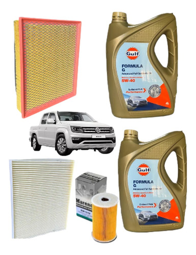 Kit Service X3 Filtros + Aceite Gulf 5w40 Vw Amarok 2,0 