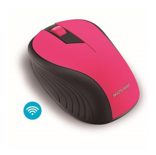 Mouse Emborrachado Rosa Sem Fio 1200dpi Multilaser Mo214