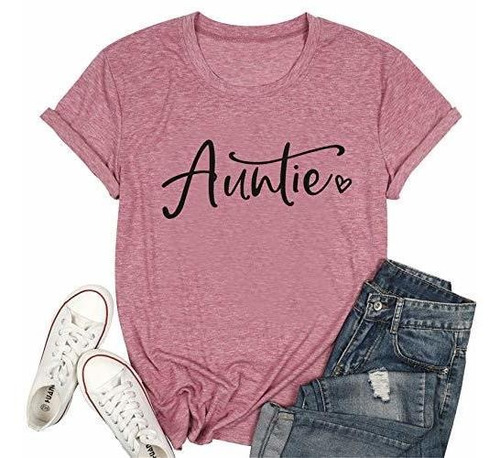 Auntie T Shirt Mujeres Cute Aunt Gift Tee Shirts Divertido G