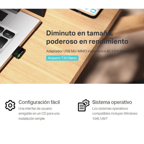 Adaptador Usb Wifi Dual Band Ac1300, Tp-link Archer T3u Nano