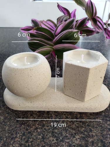 Set De Velas De Cera De Soya En Maceta De Concreto Con Base