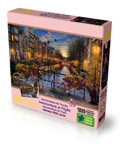 Rompecabezas Gold Edition 1000 Piezas, Amsterdam De Noche Wuundentoy