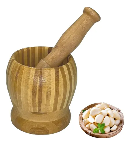 comprar Mortero Manual Molinillo Ajo Especias Moledor Hierbas Bambu