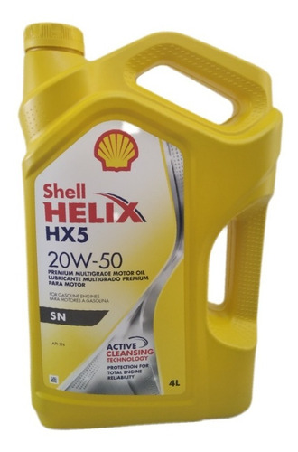 Garrafa Shell Helix Hx5 Sae 20w50 Mineral Api Sn 4 Litros