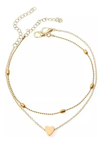 comprar Tobillera Corazón Doble Cadena 