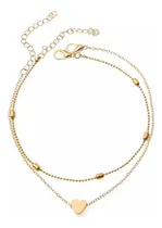 Comprar Tobillera Corazón Doble Cadena 
