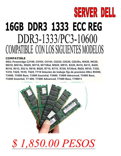 16gb Ddr3 1333 10600 Dell  Power  Edge  A6996 Snpmgy5tc/16