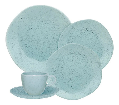 Aparelho De Jantar Ryo Blue Bay 30 Peças Oxford Porcelanas Cor Azul