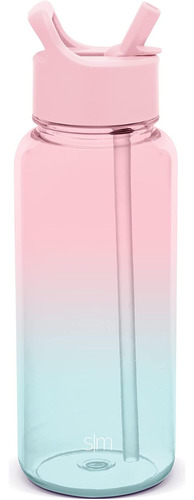 Botella De Agua Deportiva Simple Modern Con Sorbete Rosa