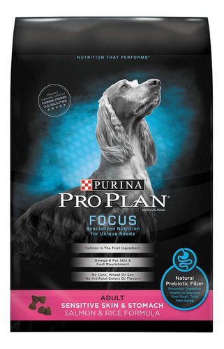 Alimento Pro Plan Focus Sensitive Skin & Stomach Adult para perro adulto todos los tamaños sabor salmón y arroz en bolsa de 5 lb