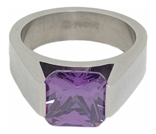 Anillo Acero Quirurgico Piedra Violeta