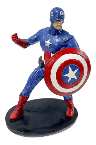 Personagem Filme Capitão America Pequeno C/ Escudo Em Resina