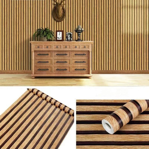Papel Pintado Autoadhesivo Imitación Rejilla Grano De Madera