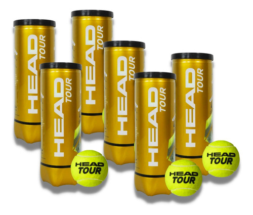 6 Tarro Pelota De Tenis Head - Tour X3