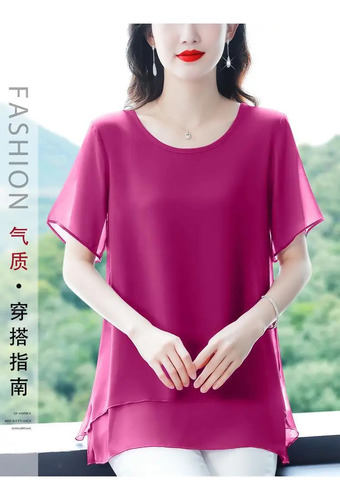 Top De Chifón Elegante Para Mujer De Talla Grande