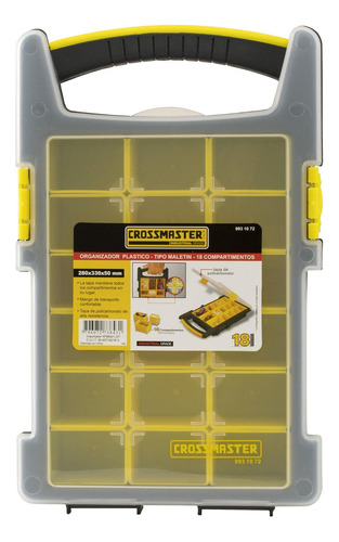 Organizador Plastico Tipo Maletin Gavetero Crossmaster Color Amarillo