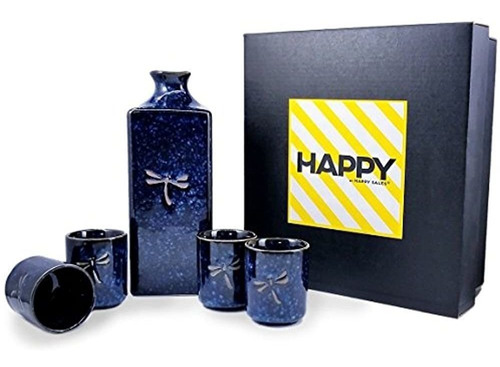 Happy Sales Hsssdfs08 Juego De Sake Japones De 5 Piezas Blue