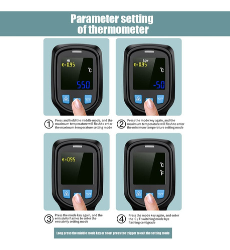 Pistola De Temperatura Láser Infrarrojo Digital Mestek Ir01