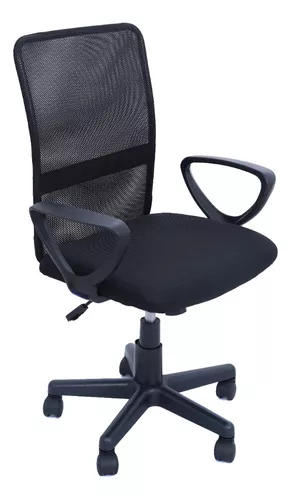 Cadeira giratória Secretária Internauta com base preta e braço preto