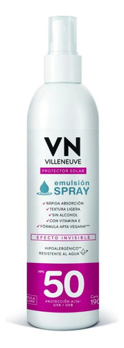 Vn Protector Solar Spray Invisible Emulsión Fps50 190ml