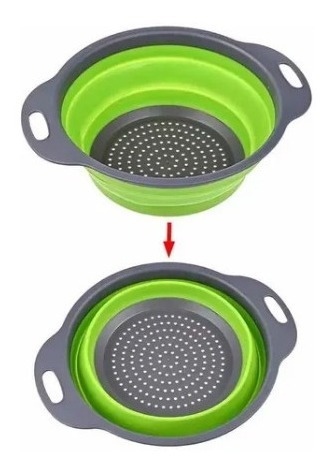 Imagen 2 de 10 de Colador Plegable Silicona Cocina Frutas Verduras Pastas