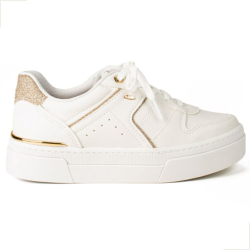 Tênis Casual Feminino Flatform Branco Brilhos Dakota G7009