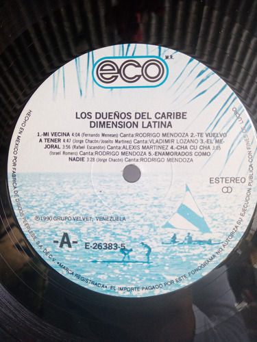Lp Dimensión Latina Los Dueños Del Caribe Salsa 1990 Semnuev (Usado)