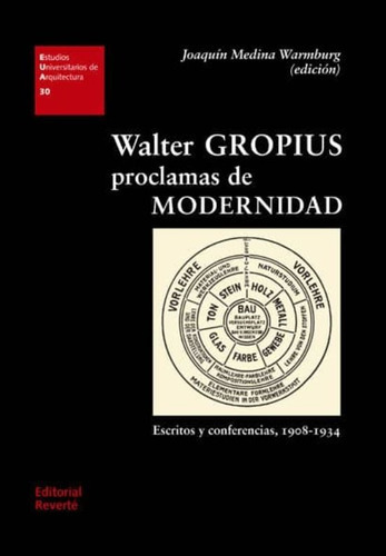 Walter Gropius. Proclamas De Modernidad, De Medina Warmburg, Joaquin. Editorial Reverté En Español